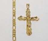 Plated Cross 5mm Figaro Chain Necklace