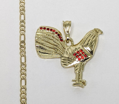 Plated Rooster Figaro 3mm Chain Necklace