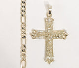 Plated Cross 5mm Figaro Chain Necklace