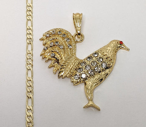 Plated Rooster Figaro 3mm Chain Necklace