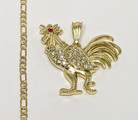 Plated Rooster Figaro 3mm Chain Necklace