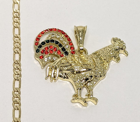 Plated Rooster Figaro 3mm Chain Necklace