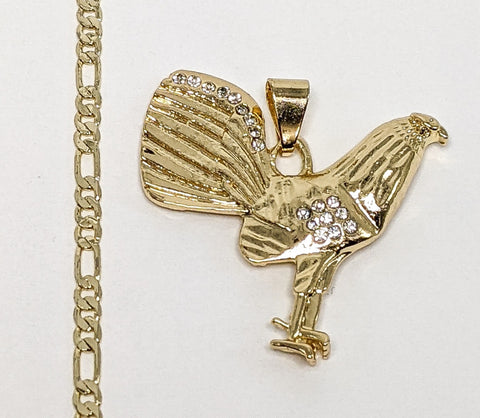 Plated Rooster Figaro 3mm Chain Necklace