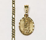 Plated Virgin Mary 3mm Figaro Chain Necklace