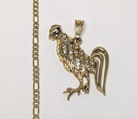 Plated Rooster Figaro 3mm Chain Necklace