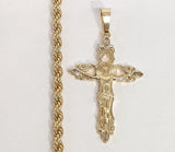 Plated Cross 4mm Rope/Braided Chain Necklace