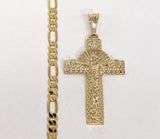 Plated Cross 5mm Figaro Chain Necklace