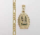 Plated Virgin Mary 5mm Figaro Chain Necklace