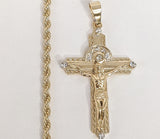 Plated Cross 4mm Rope/Braided Chain Necklace*