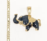 Plated Elephant Figaro 3mm Chain Necklace