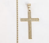 Plated Cross 2mm Rope/Braided Chain Necklace