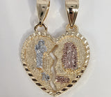 Plated Virgin Mary and Saint Jude Break-A-Part Heart Pendant