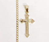 Plated Cross Pendant and 18" Cuban Chain Set