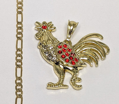 Plated Rooster Figaro 4mm Chain Necklace