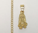 Plated Dainty Virgin Mary 3mm Cuban Chain Necklace