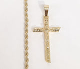 Plated Cross Pendant and Rope/Braided Chain Set