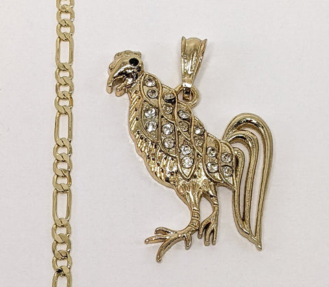 Plated Rooster Figaro 4mm Chain Necklace