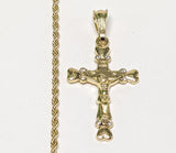 Plated Cross 2mm Rope/Braided Chain Necklace