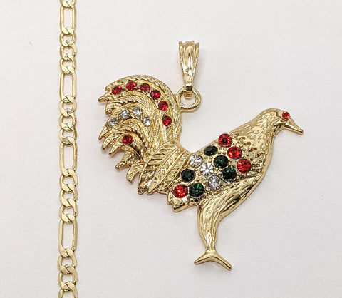 Plated Rooster Figaro 4mm Chain Necklace