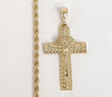 Plated Cross 4mm Rope/Braided Chain Necklace