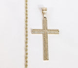 Plated Cross 3mm Rope/Braided Chain Necklace