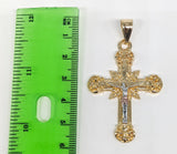 Plated Tri-Gold Cross 4mm Mariner Anchor Chain Necklace