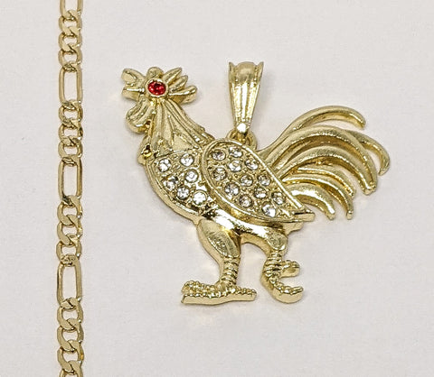 Plated Rooster Figaro 4mm Chain Necklace