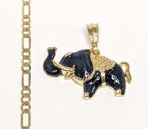 Plated Elephant Figaro 4mm Chain Necklace