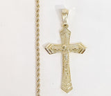 Plated Cross 2mm Rope/Braided Chain Necklace