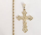 Plated Cross Pendant and Rope/Braided Chain Set