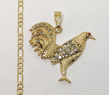 Plated Rooster Figaro 4mm Chain Necklace