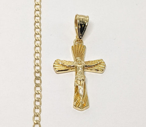 Plated Dainty Cross 3mm Cuban Chain Necklace