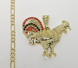 Plated Rooster Figaro 4mm Chain Necklace