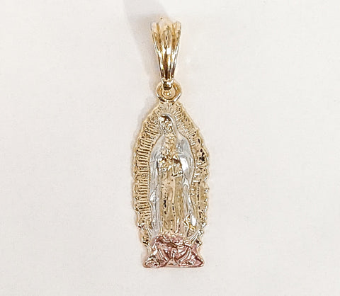 Plated Tri-Color Virgin Mary Pendant