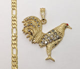 Plated Rooster 5mm Figaro Chain Necklace