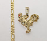 Plated Rooster 5mm Figaro Chain Necklace