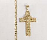 Plated Cross 4mm Figaro Chain Necklace