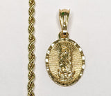 Plated Virgin Mary 3mm Rope/Braided Chain Necklace