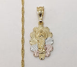 Plated Tri-Gold Virgin Mary Twist Chain Necklace