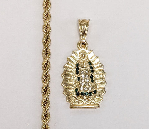 Plated Virgin Mary 4mm Rope/Braided Chain Necklace