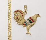 Plated Rooster 5mm Figaro Chain Necklace