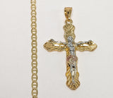 Plated Tri-Color Cross 4mm Mariner Anchor Chain Necklace