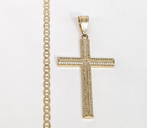 Plated Cross 4mm Mariner Anchor Chain Necklace