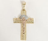 Plated Tri-Color Cross Pendant