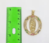 Plated Virgin Mary 4mm Figaro Chain Necklace