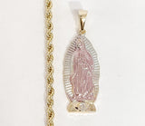 Plated Tri-Gold Virgin Mary 3mm Rope/Braided Chain Necklace