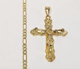 Plated Cross 4mm Figaro Chain Necklace