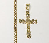 Plated Cross Pendant and 20" Stainless Steel Figaro Chain Set