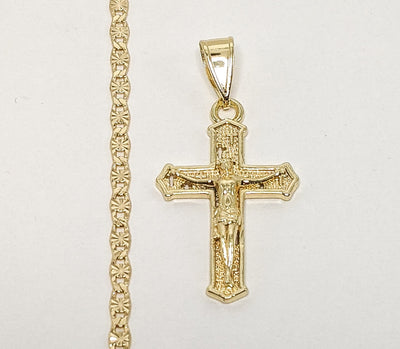 Plated Dainty Cross 3mm Star Chain Necklace