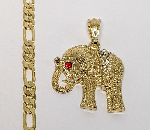 Plated Elephant 5mm Figaro Chain Necklace